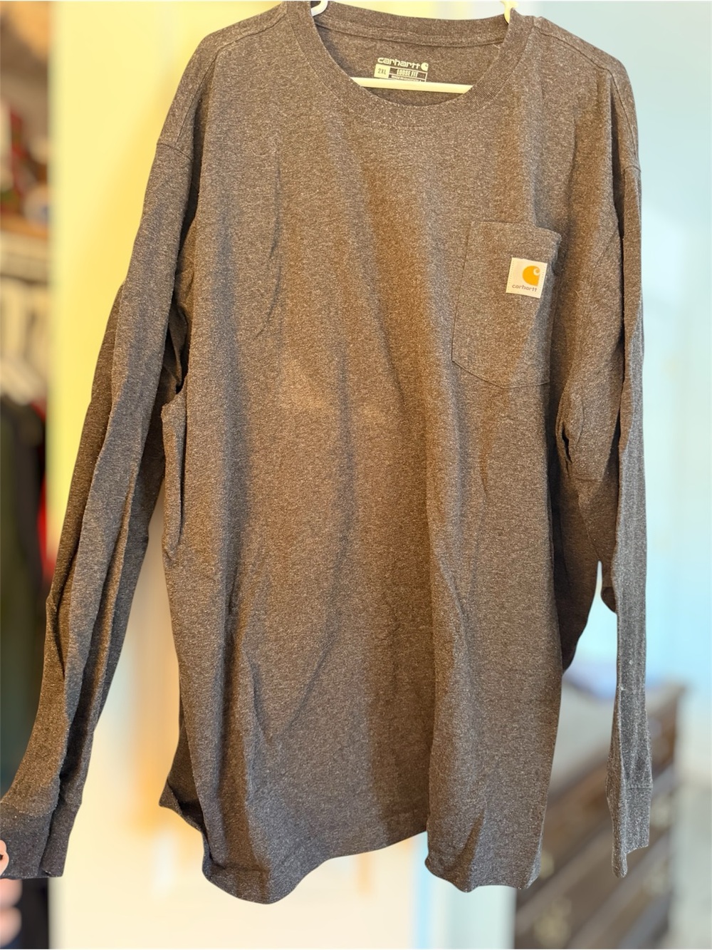 Carhartt Men’s Long-Sleeve Pocket T-Shirt — Heather Grey